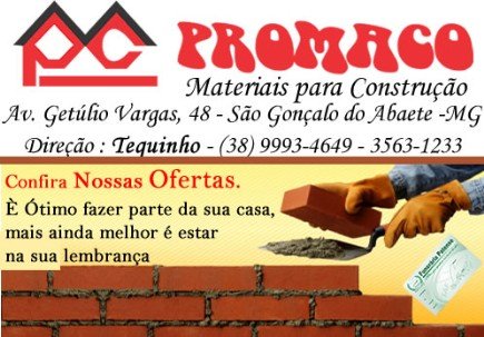 Materias de Construção Promaco - São Gonçalo do Abaeté - Parceiros - Grupo Patense - Patos de Minas - MG